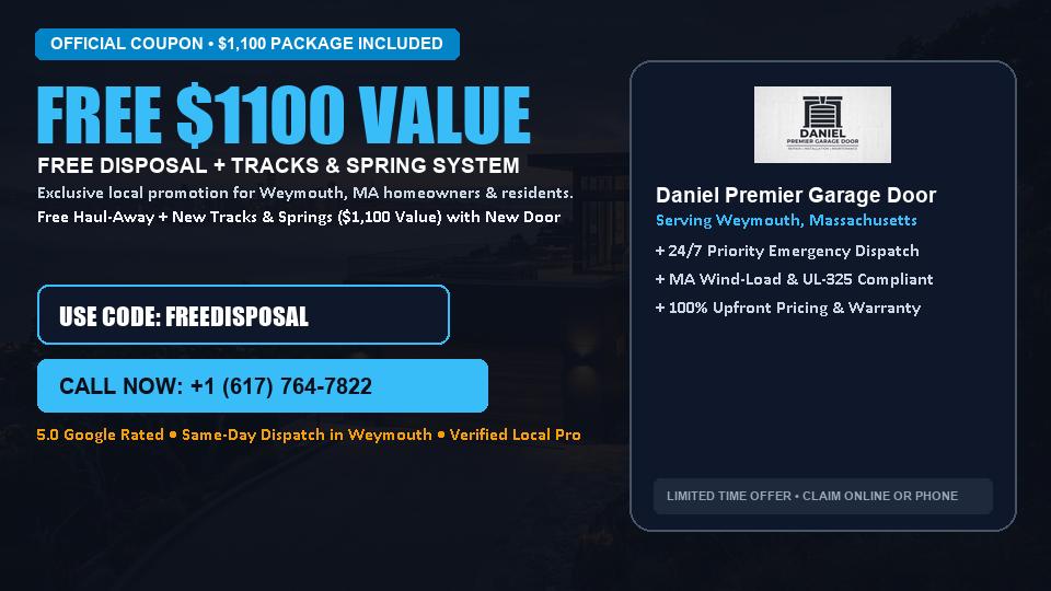 FREE Old Door Haul-Away & Heavy-Duty Tracks in Weymouth, MA - Daniel Premier Garage Door