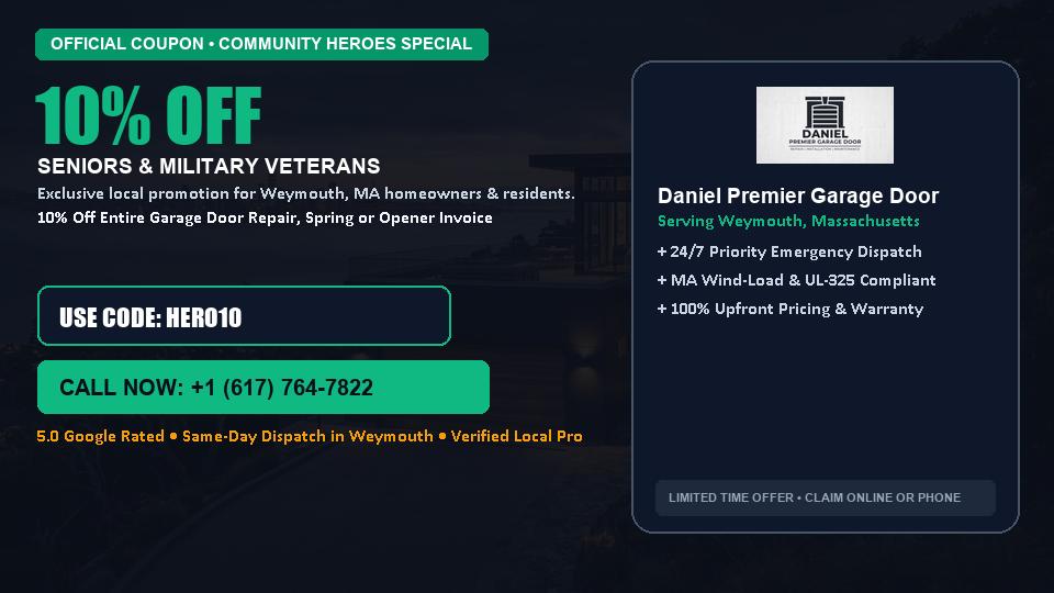 10% OFF Senior, Military & First Responder Discount in Weymouth, MA - Daniel Premier Garage Door